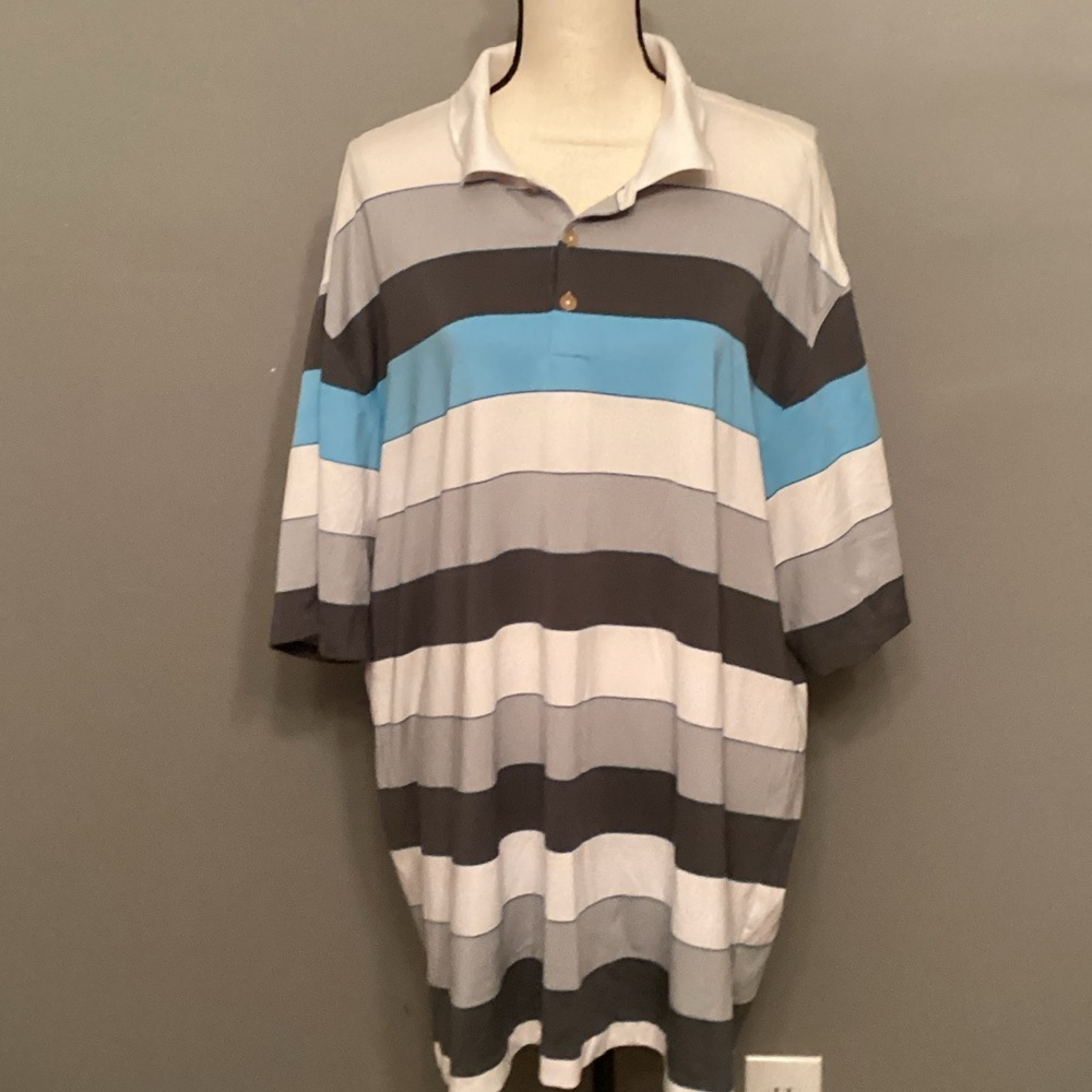 Men’s XL Nike Golf White Polo with Blue and Black Accents EUC